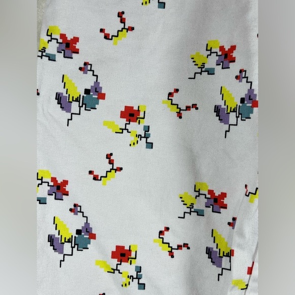 Obey Women’s Size 27 White Carpenter Cotton Pants with 8-Bit Floral Print Bug - Picture 4 of 13